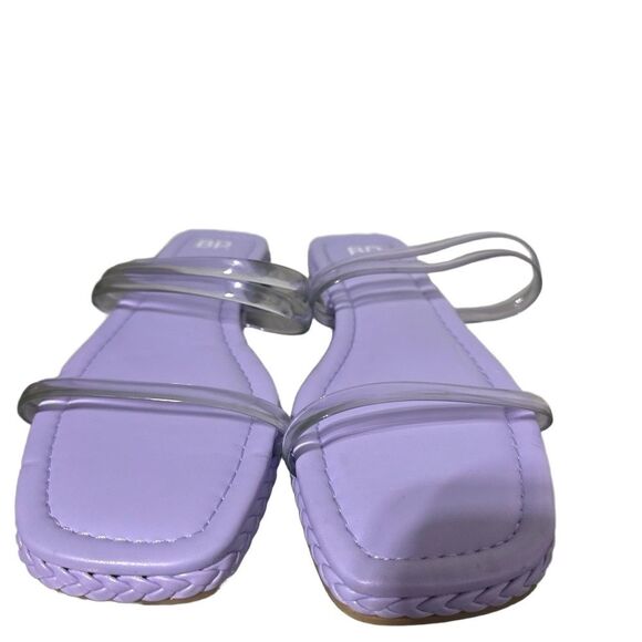 BP Slide Flat Sandals 8.5 Minimalist Trendy Vacation Clear Straps Purple Viola - Picture 2 of 7